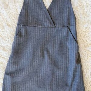 H&M Pinstripe Pinafore V-Neck Dress with Pockets